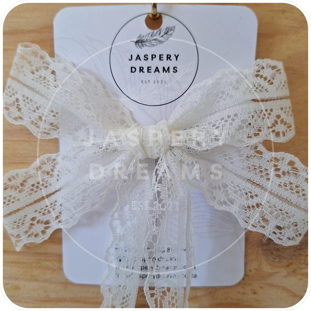 cream lace bow