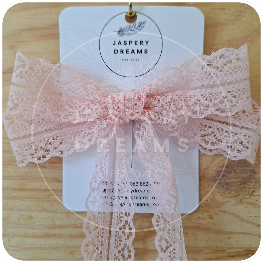 Peach lace bow