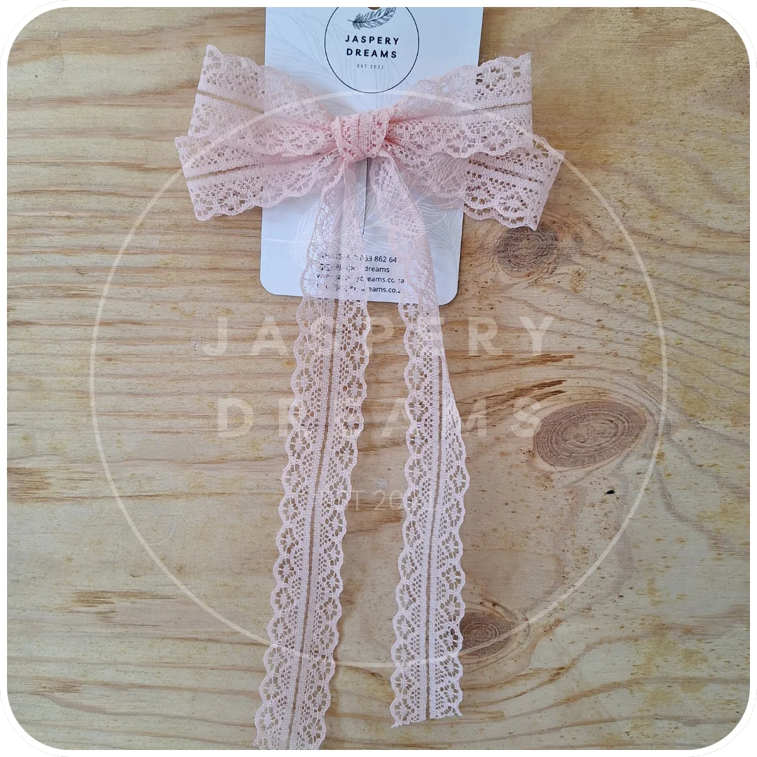 Peach lace bow