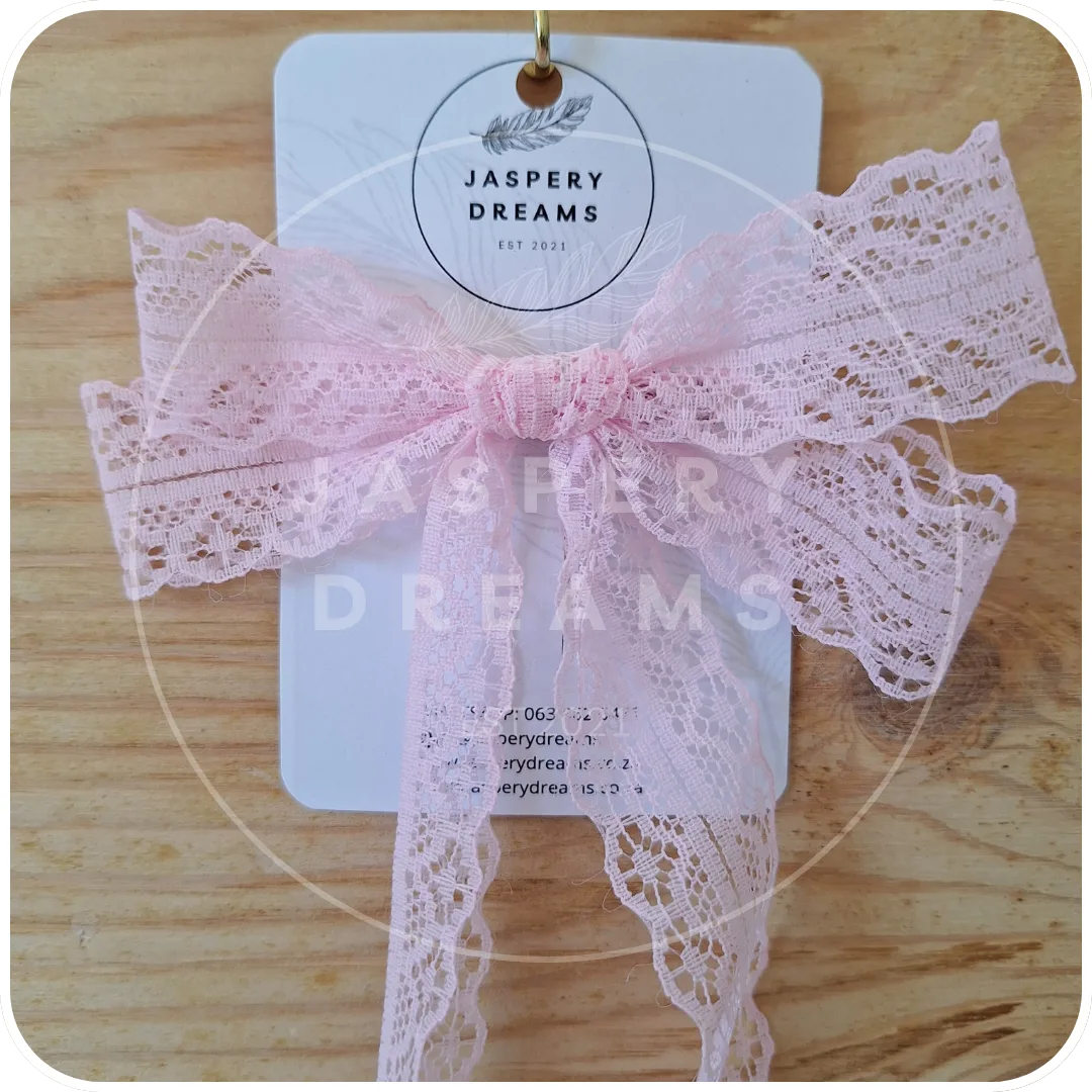 Pink lace hair bow