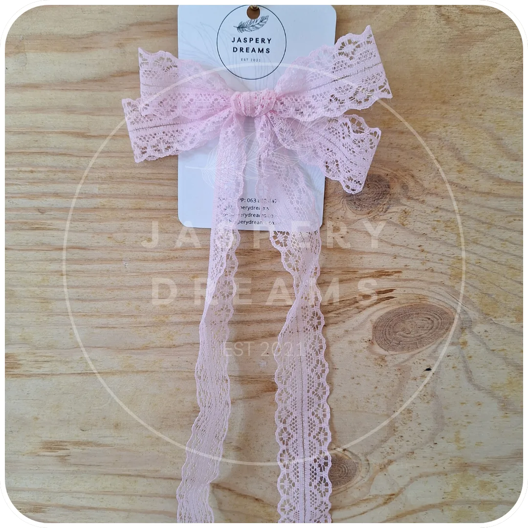 Pink lace hair bow