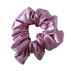 dusty pink satin hair scrunchie