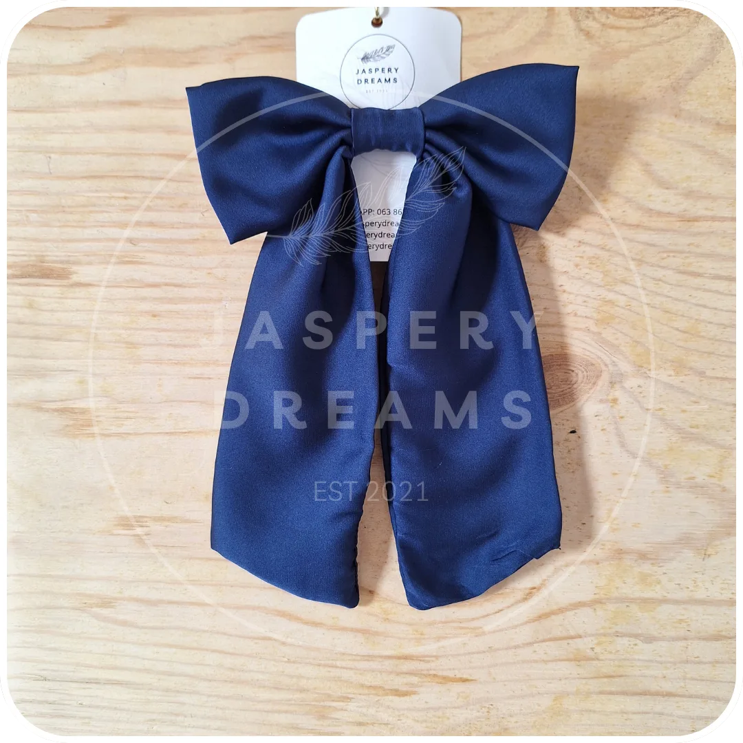 Navy blue large standard hair bow