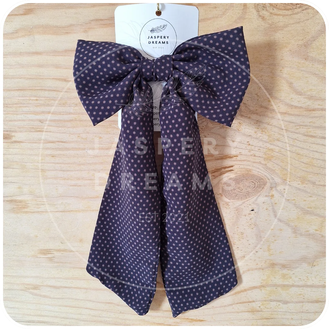 Purple polka dot standard large hair bow