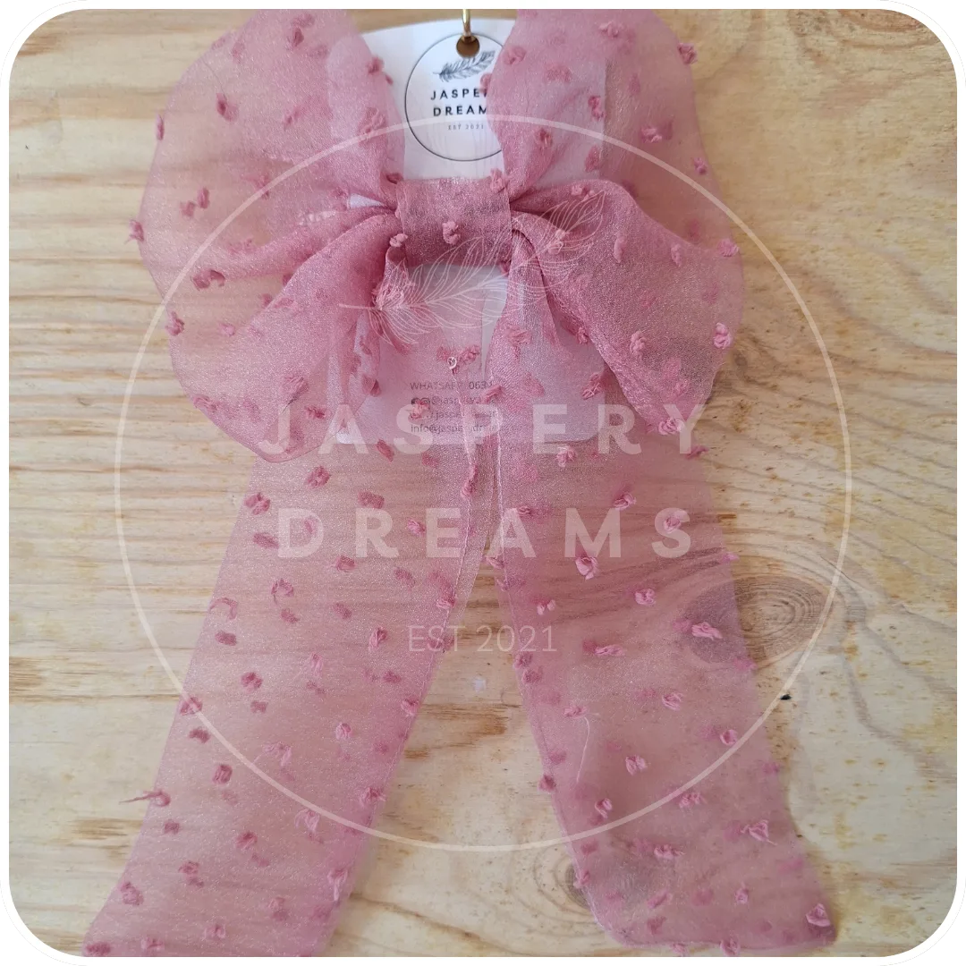 Dusty pink organza hair bow
