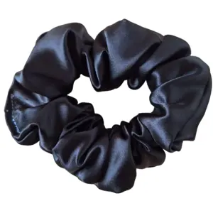 Black satin hair scrunchie