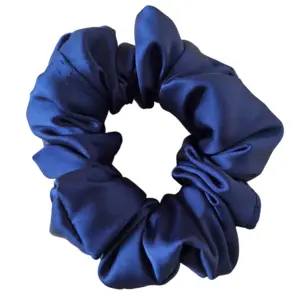 Matte navy satin hair scrunchie
