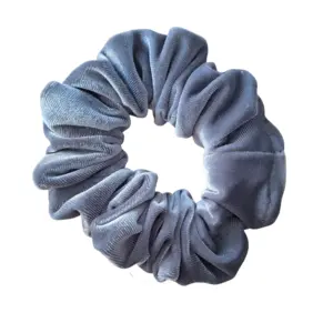 Blue and grey velvet hair scrunchie