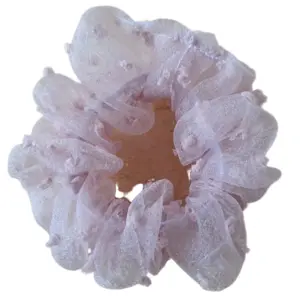 Creamy pink mesh hair scrunchie