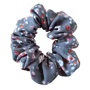 Grey floral hair scrunchie