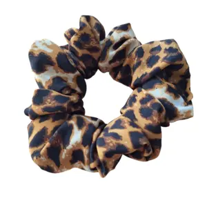 Dark leopard print hair scrunchie