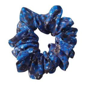 Navy floral hair scrunchie