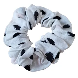 Black and pink polka dot hair scrunchie