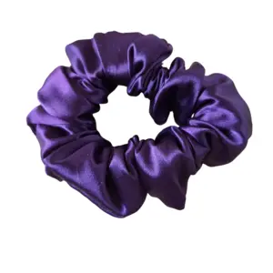 Purple satin hair scrunchie