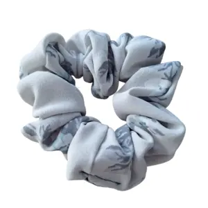 Sage hair scrunchie with floral pattern