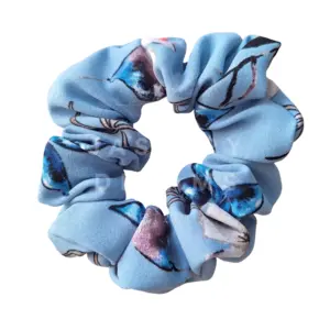 Turquoise floral hair scrunchie