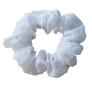 White fluffy hair scrunchie