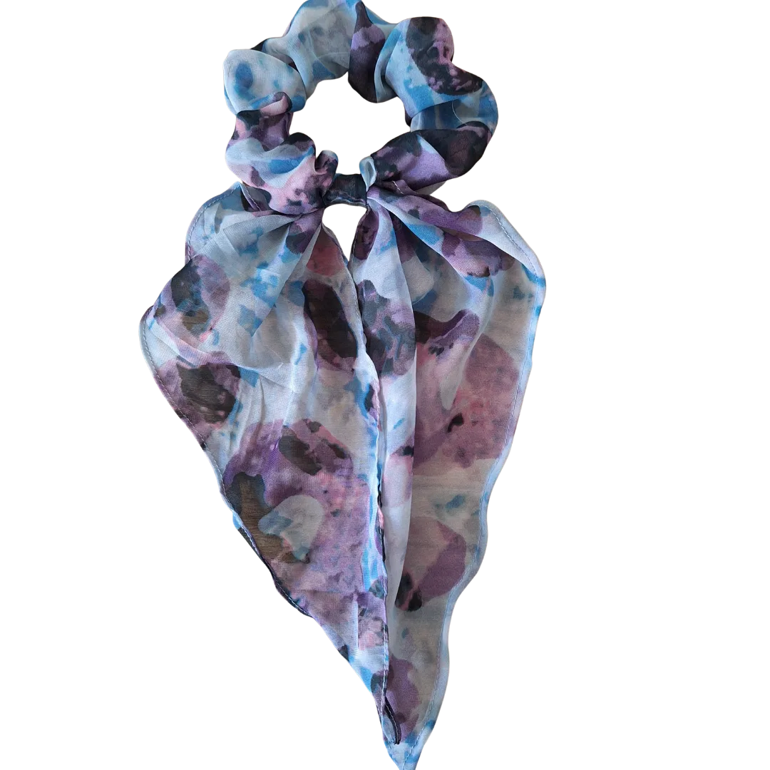 Blue and purple scarf scrunchie