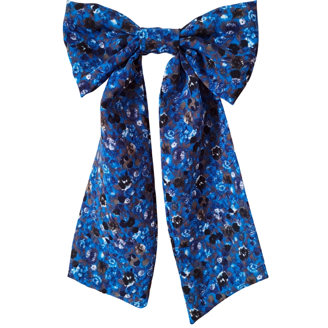 Blue Floral Large Standard Bow