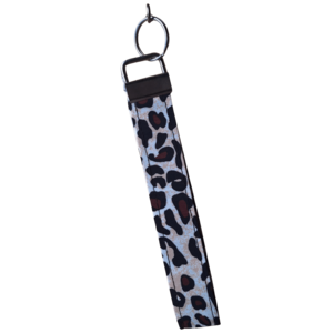 Leopard Pring Wirstlet in light and Dark Brown and black with silver metal clasp and keyring