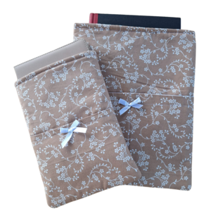 Beige and white vine floral print book sleeves for a4 and a5 books