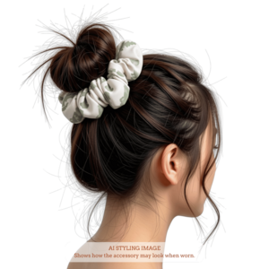 White and Sage pattern Scrunchie