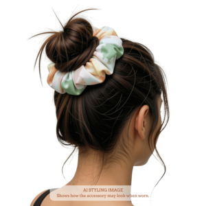Orange and Green Floral Print Scrunchie