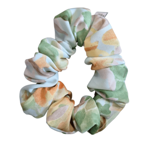 Orange and Green Floral Print Scrunchie