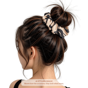 Beige and black abstract line scrunchie