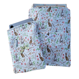 Bunnies with floral and leaves print book sleeve for a4 and a5 books
