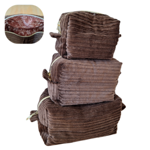 Coffee Brown Quilted corduroy make up bags