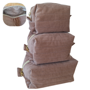 Light Brown Quilted corduroy make up bags