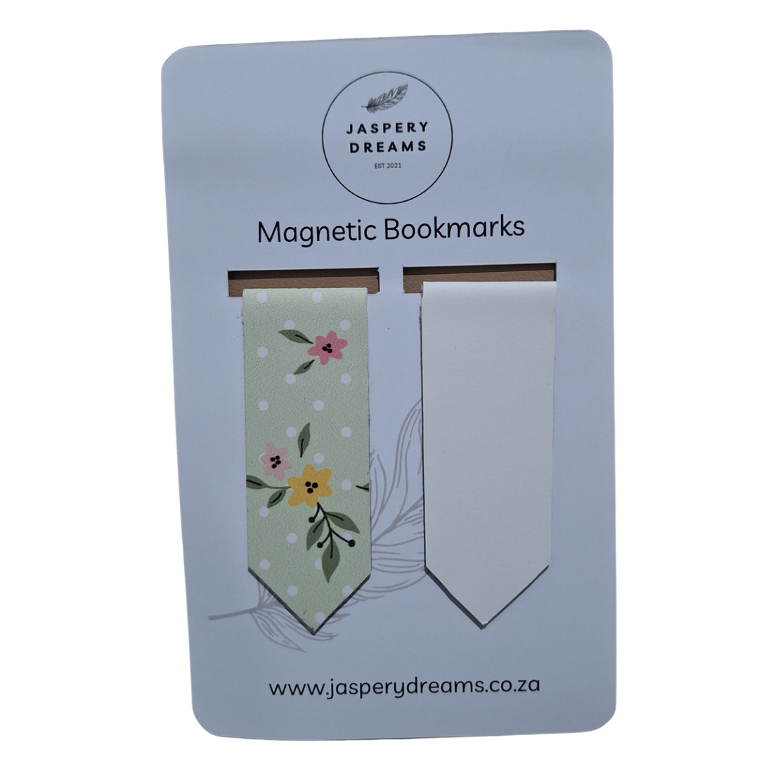 Sage and White Floral Magnetic Bookmark