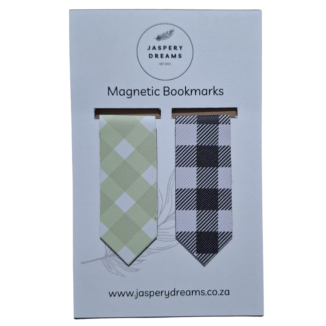 Green and Black Gingham Magnetic Bookmark