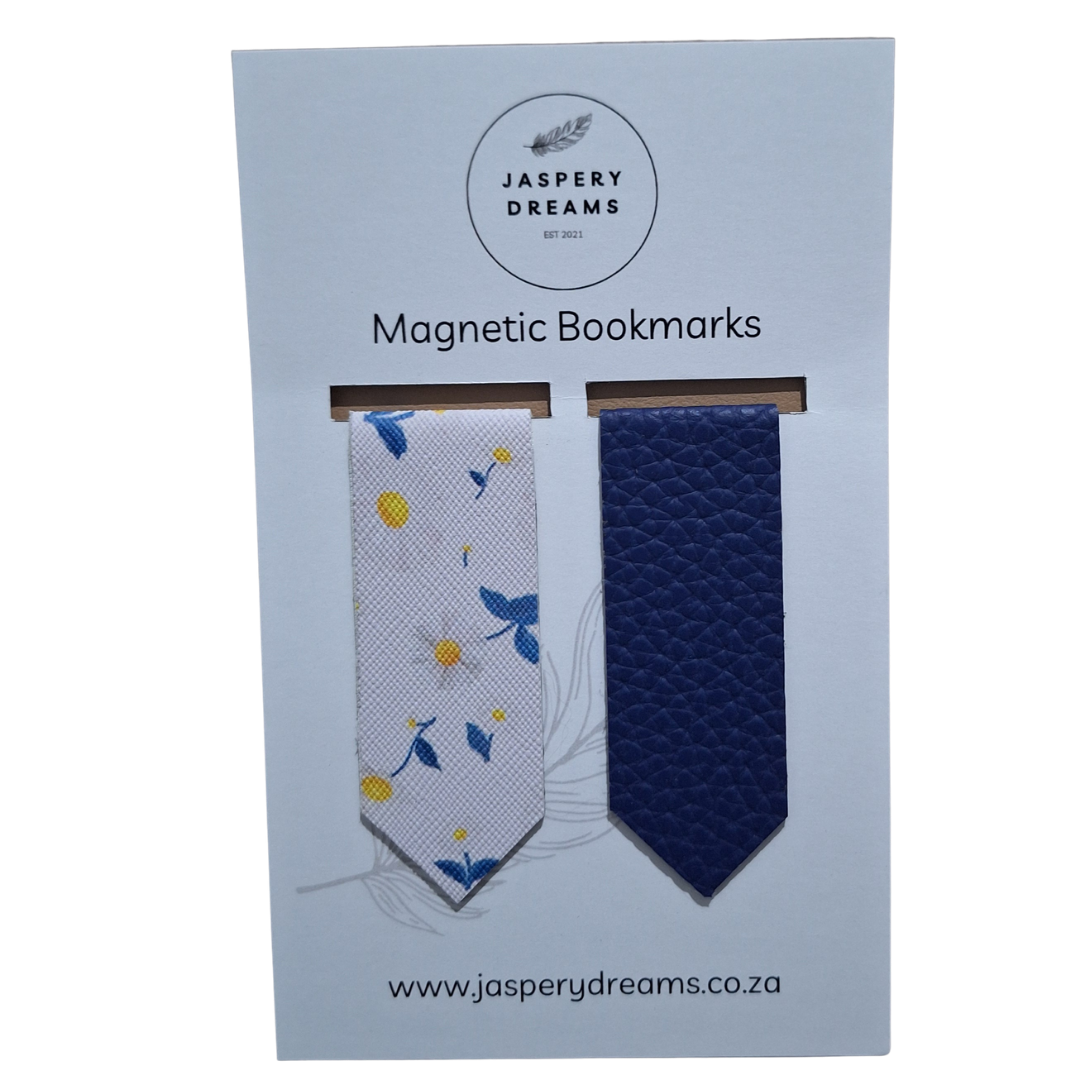 Navy Daisies Magnetic Bookmark