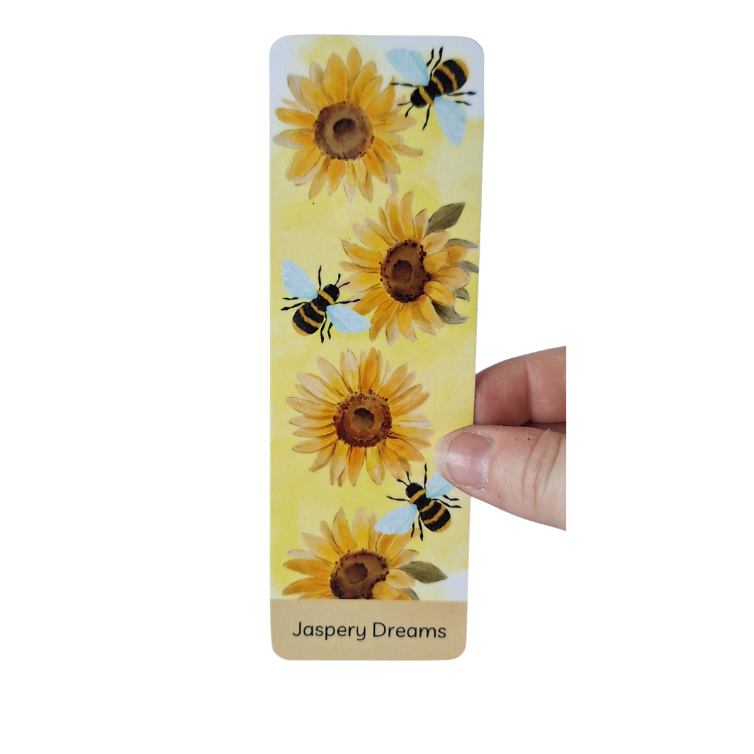 Sunflower and Bees Laminated Bookmark