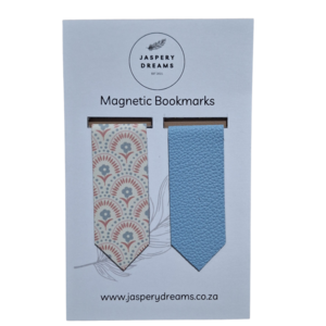 Dusty Blue and Pink Floral Magnetic Bookmark
